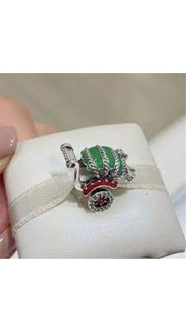 Berloque Carro de Bebê Vintage Cravejado Prata 925